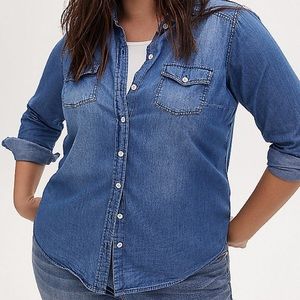 Torrid Taylor Medium Wash Denim Button Up Shirt